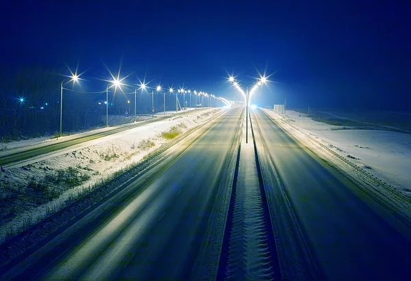 Winter highway at night