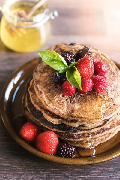 Buckwheat pancakes with honey