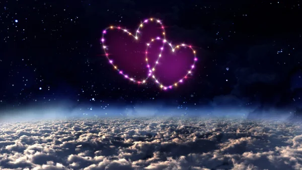 Outer space Pink heart star