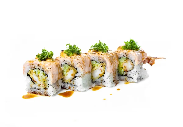 Japanese sushi rolls Baked salmon