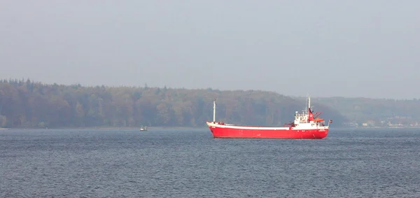 Red ship in the Baltic Sea