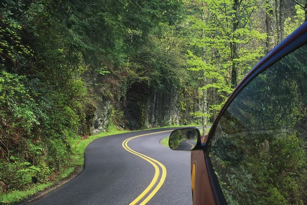 Driving through the winding roads of the Great Smoky Mountains National Park, Tennessee, USA