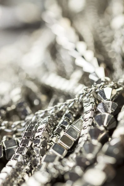 Silver chains with shiny box chains