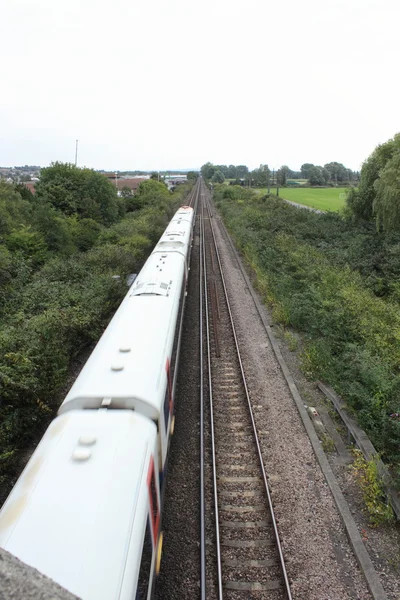 A train travelling along the rail track