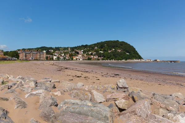 Minehead beach Somerset England uk in summer with blue sky on a beautiful day