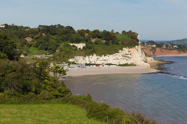 Elevated view of Beer beach Devon England UK English coastal village on the Jurassic Coast a World Heritage Site