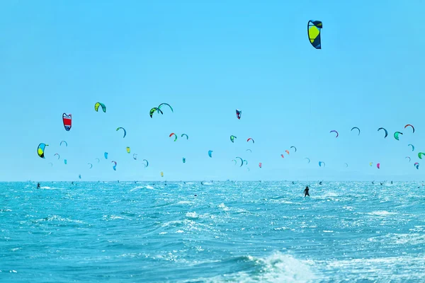 Kiteboarding, Kitesurfing. Water Sports. Kitesurfers In Sea. Sum