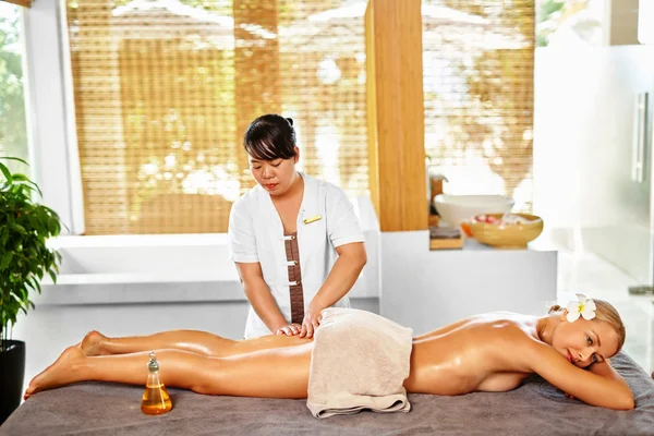 Leg Massage Spa Therapy. Body Care. Masseur Massaging Female Leg