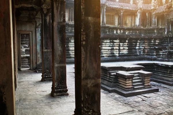 Cambodia Famous Landmark. Angkor Wat Temple Interior Courtyard.