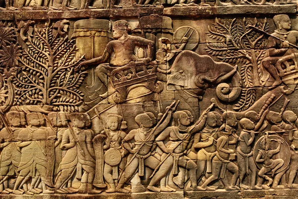Cambodia Architecture. Bayon Khmer Temple Bas-relief Carving In
