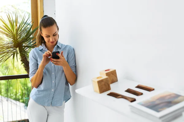 Communication Technology. Business Woman Using Mobile Phone