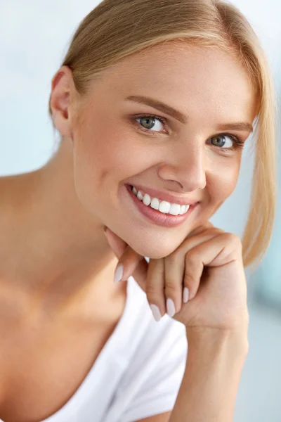 Beauty Portrait Of Woman With Beautiful Smile Fresh Face Smiling