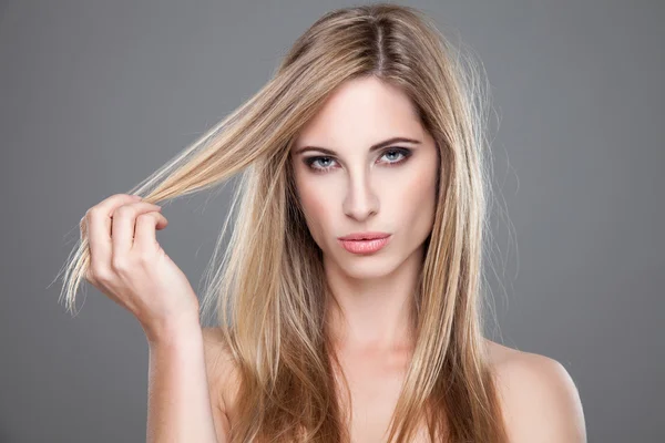 Beautiful woman with long messy hair