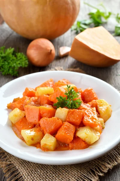 Stew dish with pumpkin and potatoes