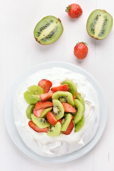 Cake Pavlova with kiwi and strawberry