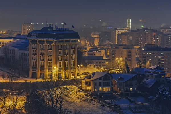 Winter night cityscape, Brasov, Romania