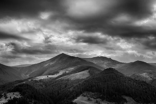 Black and white photo of Carpathian mountains
