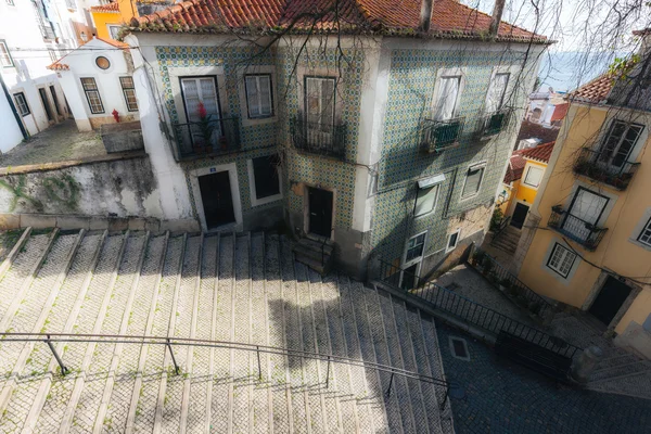 Old european street and colored houses