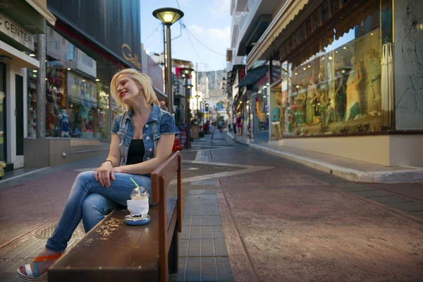 Girl, street and coffee