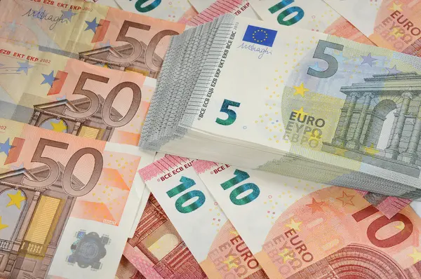 Different Euro money bills background.
