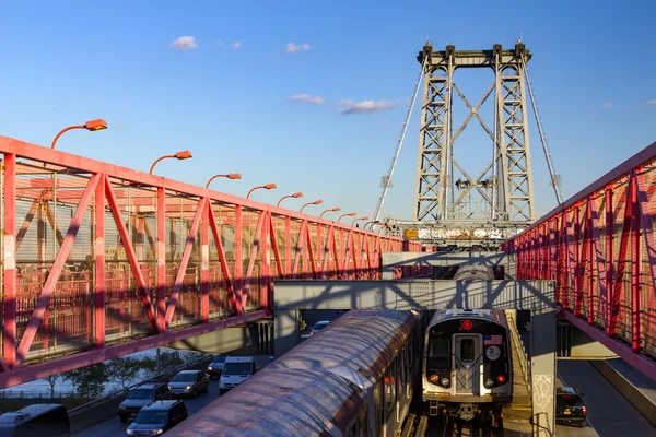 New York City Subway Crossing the Williamsburg Bridge to Brooklyn