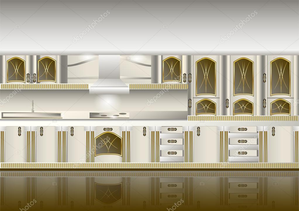 Witte klassieke stijl keuken — stockvector © arkela #94306668
