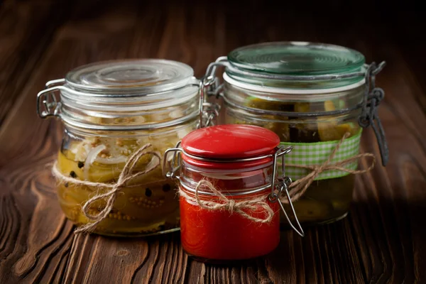 Natural diy pickles and hot chilli sauce