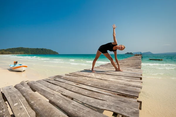 Summer yoga session in beautiful tropical island