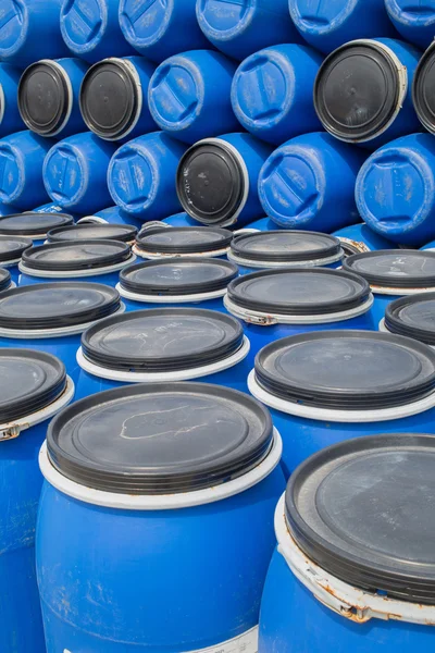 Plastic Storage Drums, Blue Barrels.