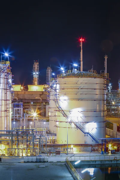 Refinery plant with beautiful lighting on structure