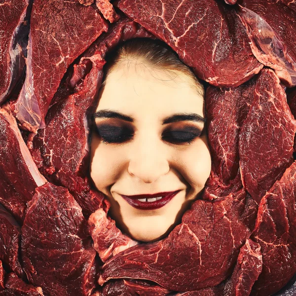Woman and beef