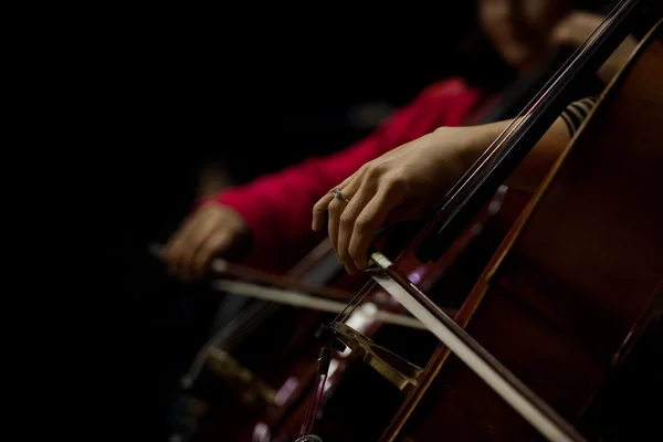 The hand of the girl playing the cello