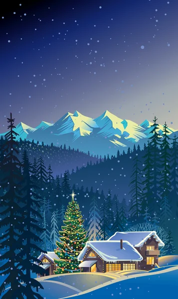 Winter Christmas landscape.