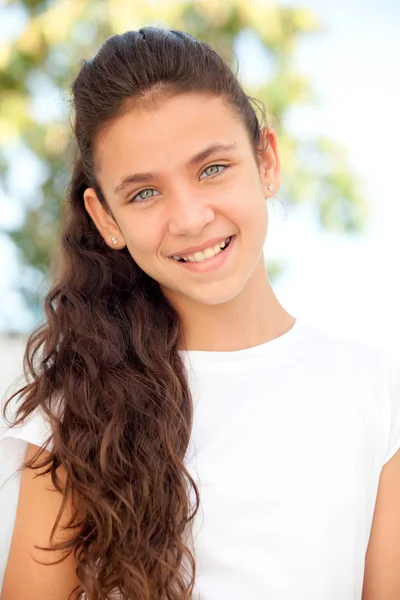 Girl with blue eyes smiling