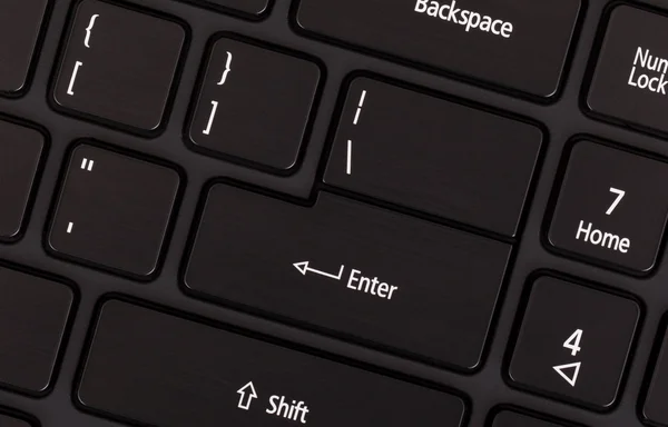 Black modern laptop keyboard close up
