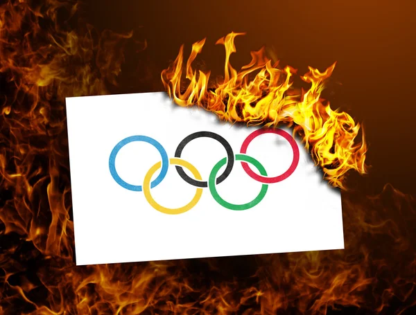 Flag burning - Olympic rings