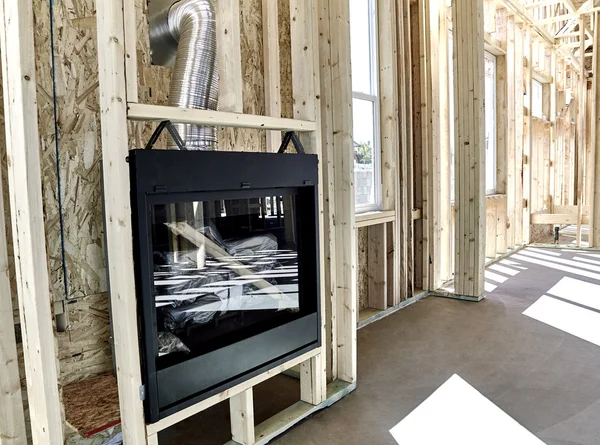 New Home Construction with Gas Fireplace Installed
