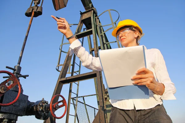 Female engineer in oil field