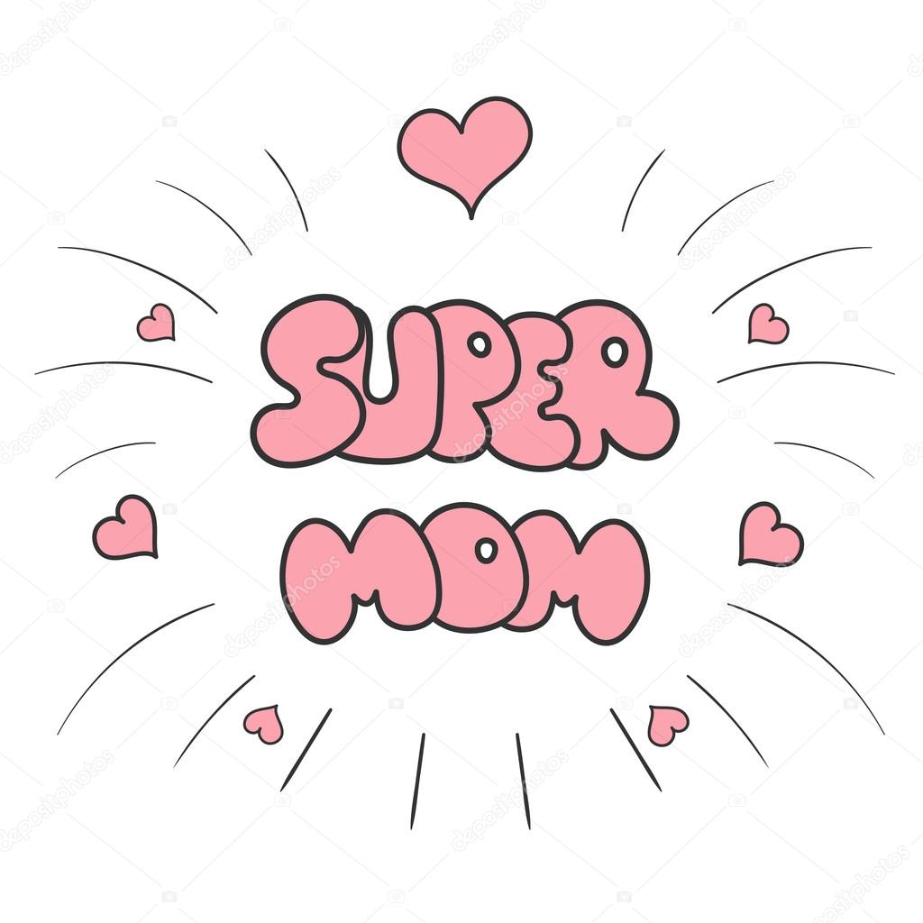 Etiqueta engomada de la Super mamá Feliz celebración del día de las madres u2014 Archivo Imágenes Adesivo De Natal Para Copo ~ Etiqueta engomada de la Super mamá Feliz celebración del día de las madres u2014 Archivo Imágenes
