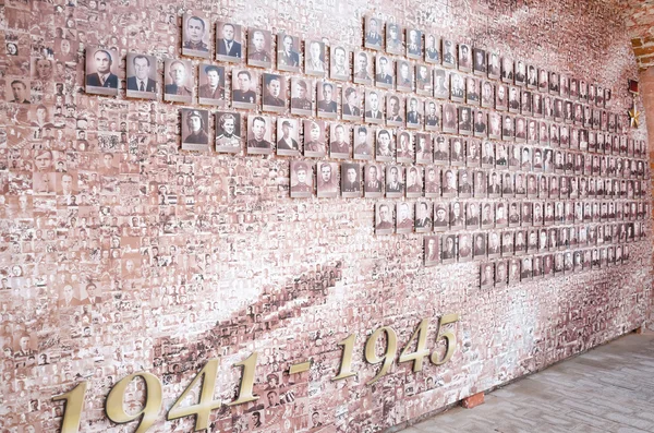 Monument to the Victory Day, 9 May. Mosaic from the old front-line of photos on the Kremlin wall.
