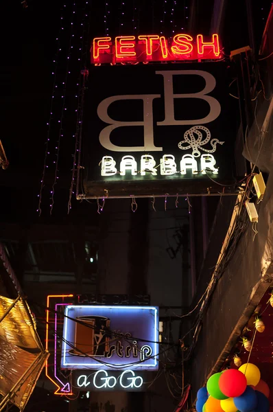 Neon signs outside sex bars at Patpong red light area, Bangkok