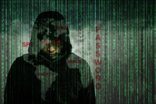 Hackers programmer using computer laptop for hack information