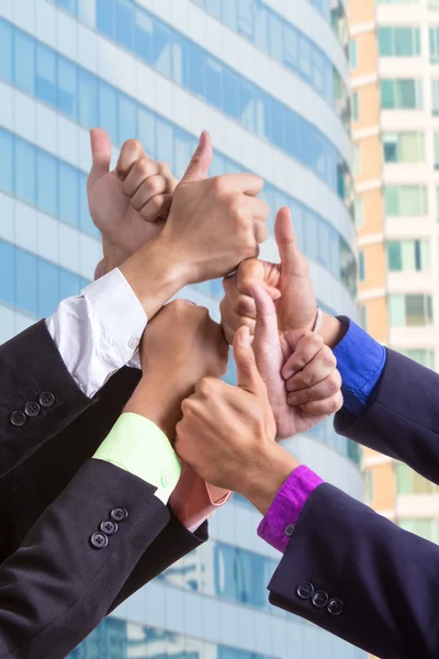 Business group people hands together