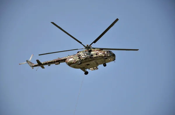 Sliac, Slovakia - August 27, 2011: Flight display of Helicopter Mil Mi-17M, which belong in Slovak Air Force
