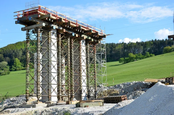 Construction process of pillars, which are going to be a part of new highway