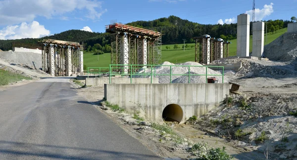 Construction process of pillars, which are going to be a part of new highway