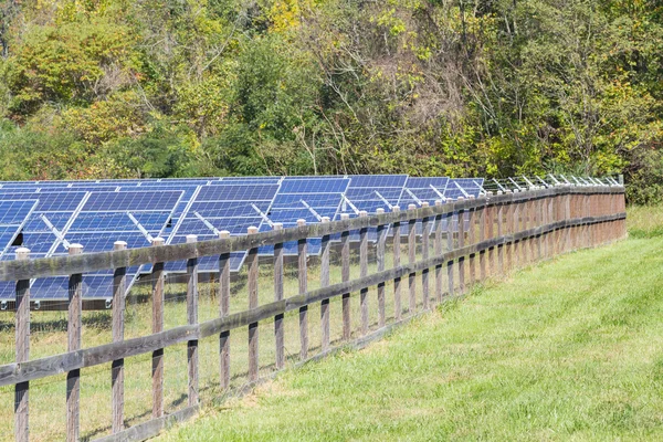 Fenced in solar power farm