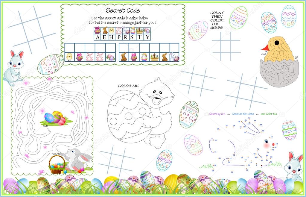Placemat Easter Printable Activity Sheet 8 — Vector de stock