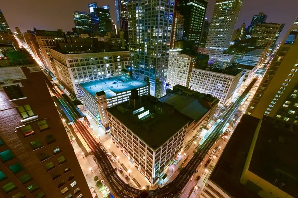 Aerial View of Chicago Elevated Trains