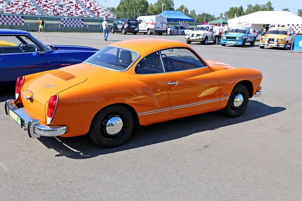Model orange retro car